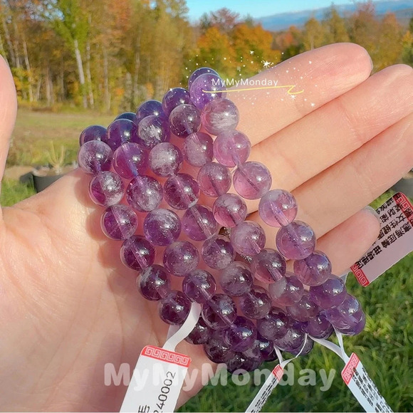 Handmade Jewelry - Purple Rabbit Hair Rutilated Quartz Bracelet 9mm
